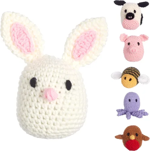 LEISURE ARTS Pudgies - Kit de ganchillo de animales, conejito, 3 pulgadas, kit completo de ganchillo para aprender a animales, kit de inicio para