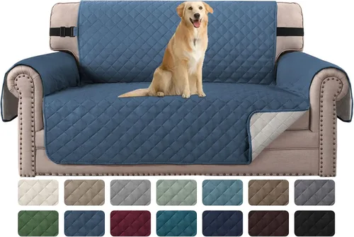 Miniatura 48 de H.VERSAILTEX Funda de sofá resistente al agua para sofá de 3 cojines, reversible, protector de muebles acolchado con correa elástica, funda de sofá