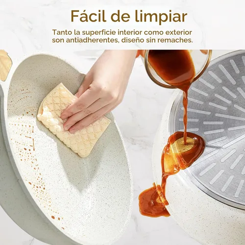 Miniatura 4 de SENSARTE Sartén antiadherente de cerámica para saltear de 10 pulgadas/3.5QT, sartén antiadherente para freír profundamente con tapa, olla jumbo