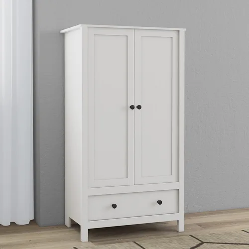 Miniatura 5 de Panana Armario de 2 puertas, armario con cajón para dormitorio (blanco)