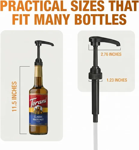 Miniatura 9 de Bomba de jarabe compatible con Torani, Davinci y Skinny (paquete de 2) - se adapta a botellas (25.4 onzas-750ml) (Negro)