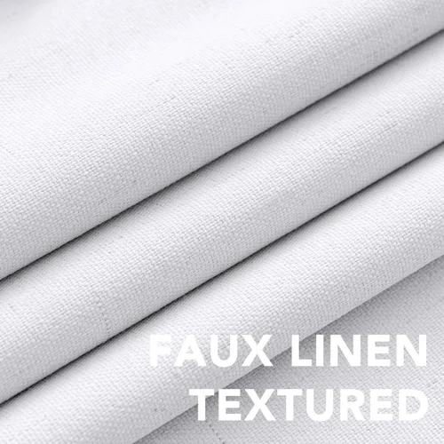 Miniatura 4 de H.VERSAILTEX Cortinas Opacas de Lino de 63 Pulgadas de Largo, 100% Opacas, con Aislamiento Térmico, con Aspecto de Lino Texturizado, Cortinas Blanco