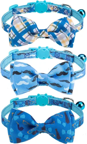 Miniatura 22 de Collares Navideños Separables para Gatos con Campana y Bonitos Colgantes - Paquete de 3 Collares de Seguridad Ajustables para Gatitos - Collar