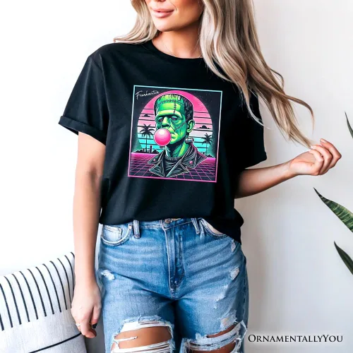 Miniatura 4 de Vaperwave Frankenstein - Camiseta de terror neón retro de los años 80 de Synthwave
