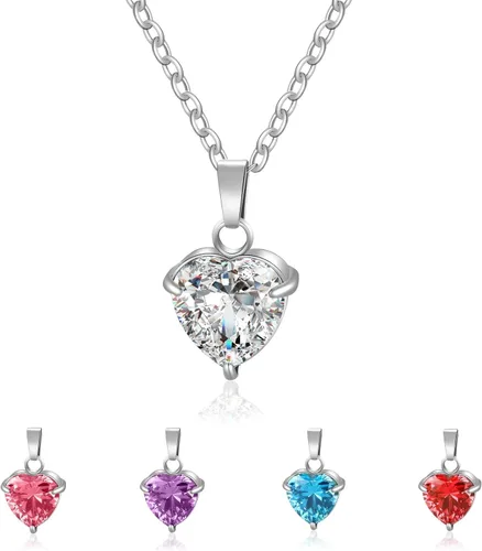KANOUE 5 collares delicados de circonita cúbica para mujer, a la moda, gargantilla de acero inoxidable con circonita cúbica para adolescentes,