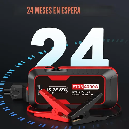 Miniatura 7 de S ZEVZO ET03 Arrancador de Coche 4000 A, Paquete de Batería de Arranque de 4000 A para Motores de Gasolina de hasta 8.0 L y Diésel de 7.0 L, Caja