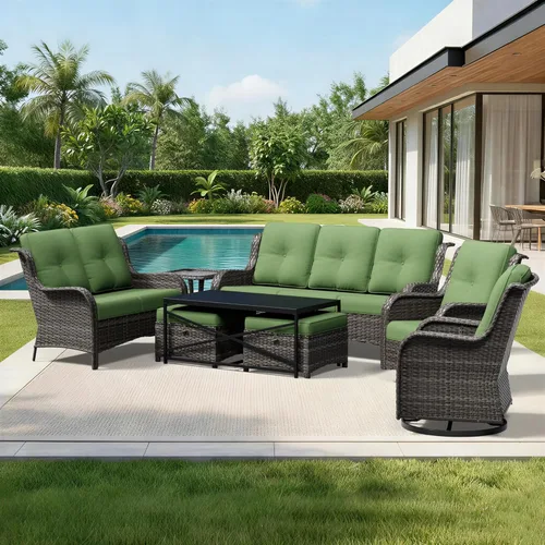 Miniatura 25 de Joyside Juego de sillas de mimbre para patio, juego de 3 piezas de mimbre para exteriores con 2 sillas reposabrazos y 1 mesa auxiliar para terraza