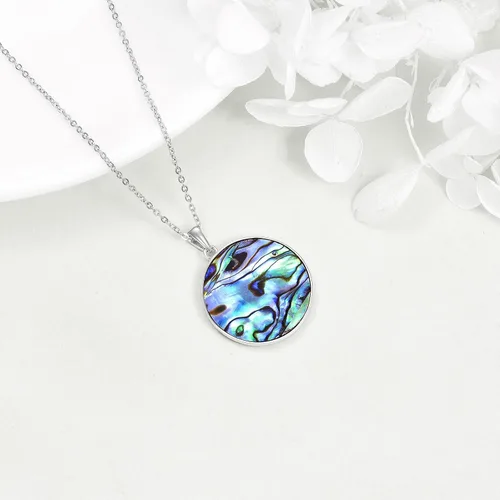 Miniatura 4 de Collar de plata de ley con tetragrammaton para mujeres y hombres, collar con colgante de pentagrama de concha de abulón, amuleto de protección