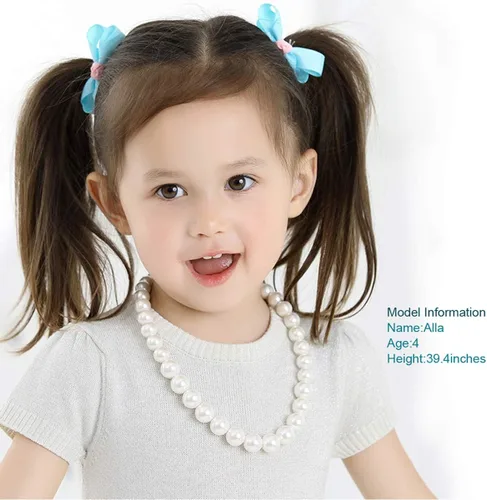 Miniatura 2 de WELLKAGE Collar de perlas para niñas (blanco) resina sintética ecológica, Resina