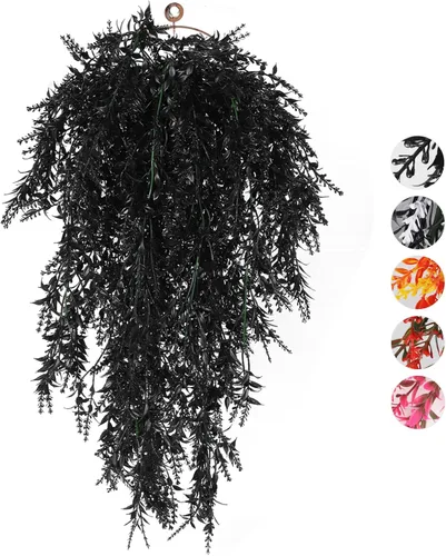 Miniatura 8 de RECUTMS Plantas colgantes artificiales de lavanda falsa, flores resistentes a los rayos UV, decoraciones para interiores y exteriores, 4 paquetes