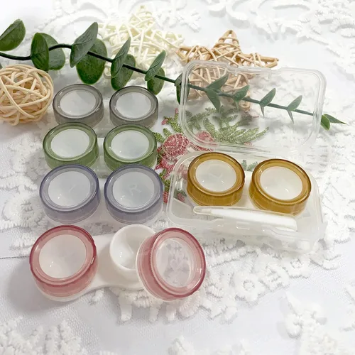 Miniatura 3 de Fundas para lentes de contacto, colorido soporte para lentes de contacto, estuche de contacto transparente, mini lente de contacto portátil