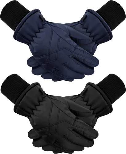 SATINIOR 2 pares de guantes impermeables para niños, guantes de nieve cálidos para invierno, guantes de esquí para niños y niñas, resistentes al