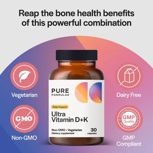 Miniatura 3 de PureFormulas Vitamina D3 K2 Vitamina 5000 UI - Suplemento VIT D3 K2 para absorción de calcio, fuerza ósea, apoyo cardiovascular y de función