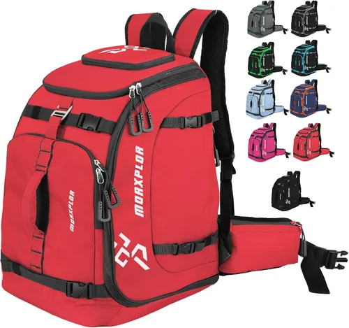 Miniatura 10 de MORXPLOR Ski Boot Bag - 65L Padded, Waterproof Ski Travel Backpack for Gear & Accessories
