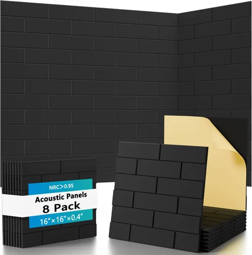 Miniatura 14 de Paquete de 15 paneles acústicos de 12 x 12 x 0.4 pulgadas, paneles autoadhesivos de absorción de sonido para paredes, espuma de reducción de ruido