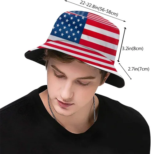 Miniatura 3 de Lindos sombreros de pescador con bandera patriótica de moda, sombrero de pescador para exteriores para mujeres y hombres