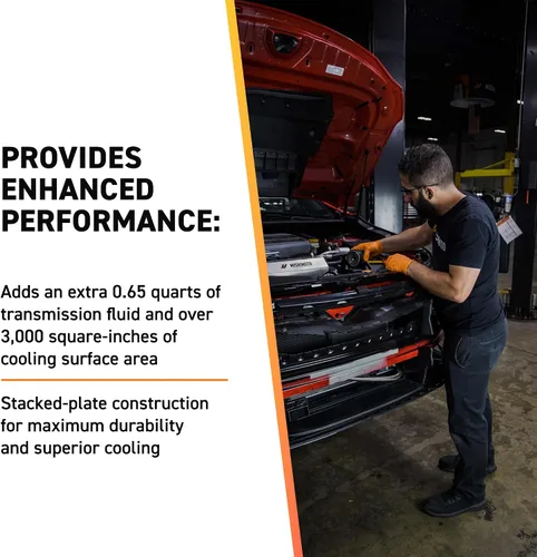 Miniatura 4 de Mishimoto MMTC-K2-14, enfriador de transmisión, compatible con Chevrolet Silverado, 2014-2018, plateado Enfriador de transmisión
