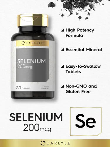 Miniatura 3 de Carlyle Suplemento de selenio 200 mcg 270 tabletas Fórmula vegetariana, sin OMG y sin gluten