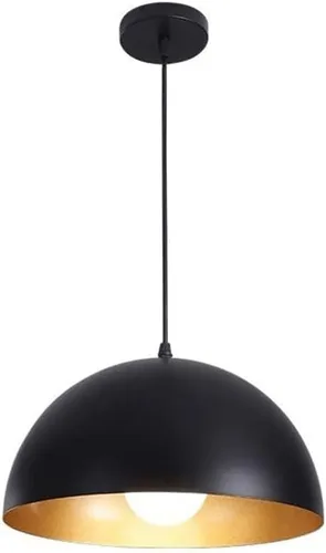 Paquete de 2 luces colgantes de granja, moderna iluminación industrial para colgar en el techo, color negro y dorado, estilo americano, lámpara de