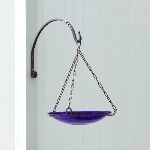 Miniatura 8 de Achla Designs 201-6030 Crackle Glass Hanging, 14 inl, baño para pájaros azul cobalto