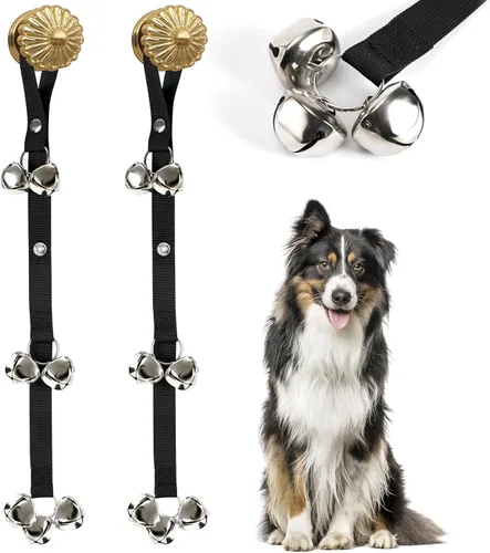 Miniatura 12 de Luckyiren Campanas de Perro Actualizadas para Puerta/Entrenamiento de Orinal/Salir al Aire Libre - Campanas para Cachorros Perros Gatito para Negro