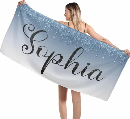 Miniatura 31 de MyPupSocks Toallas de playa para niñas, toallas personalizadas de teñido anudado con nombres para niños y adultos, toallas de playa personalizadas
