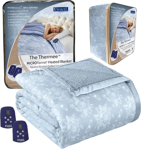 Miniatura 30 de Juego de sábanas Thermee Micro Flannel Shavel Home Products, azul, queen, Blush, Completo