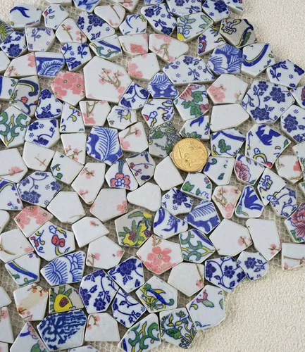 Miniatura 3 de Lanyani Azulejos de Porcelana de Cerámica Rota para Manualidades de Mosaico Azulejos de Mosaico de Plato de China Azul y Blanco Esmaltados