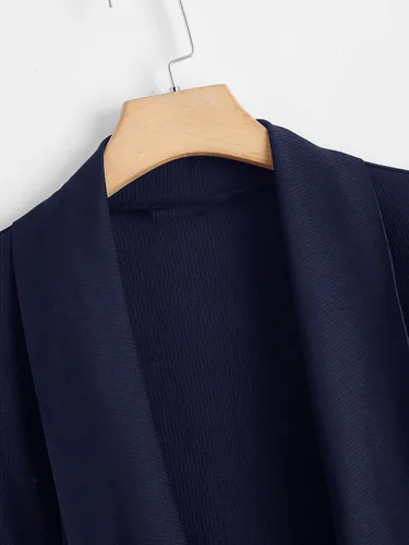 Miniatura 4 de SOLY HUX Chaqueta tipo chaleco sin mangas con solapa frontal abierta para mujer, talla grande, con cinturón, Negro