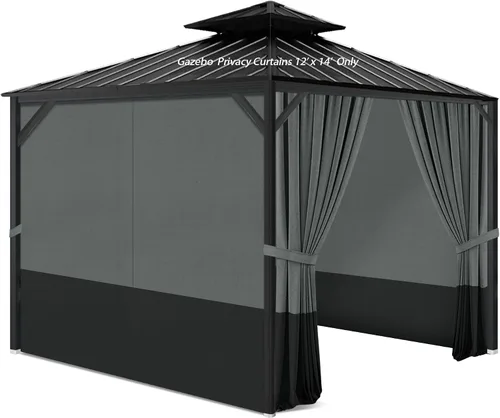 Miniatura 14 de Cortinas de privacidad con cremallera, 4 paneles de pared lateral, reemplazo universal para patio, toldo al aire libre, jardín y patio trasero