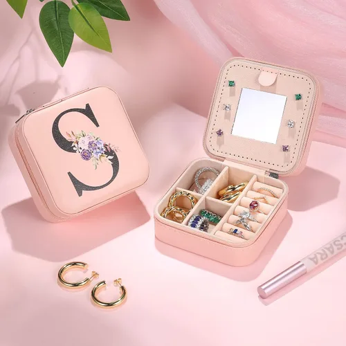 Miniatura 6 de Parima Joyero de viaje, organizador de joyas, pequeño estuche de viaje para mujer, mini joyero de viaje, estuche de joyería de viaje, estuche