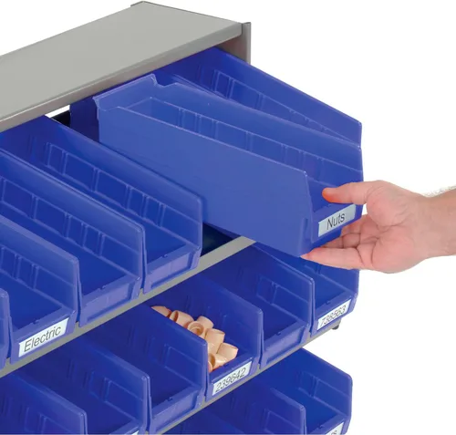 Miniatura 3 de Global Industrial Estante para banco de 3 estantes, (24) 4" W contenedores azules, 33x12x21
