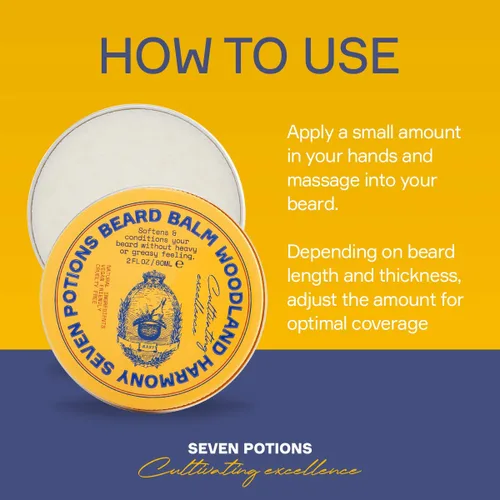 Miniatura 6 de Seven Potions Bálsamo para barba de 2 onzas. Suavizante de barba 100% natural con aceite de jojoba. Hace que tu barba sea suave, detiene la picazón