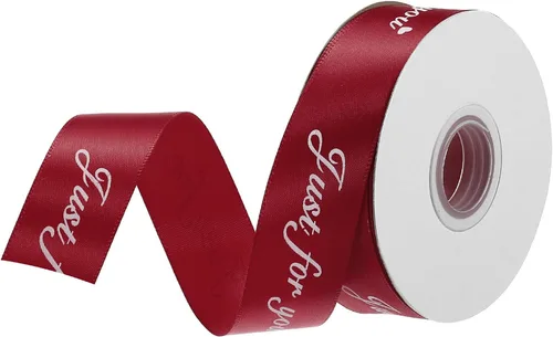 Miniatura 19 de MECCANIXITY Cinta de satén de 1 pulgada de ancho Just for You, cinta de grogrén personalizada de San Valentín de 25 yardas para envolver regalos