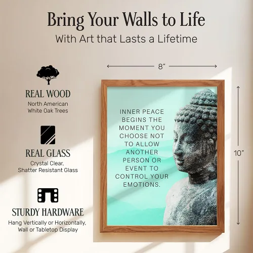 Miniatura 7 de Impresión artística de estatua de Buda del budismo ENMARCADA - Decoración de pared con cita zen inspiradora y motivacional para baño, hogar