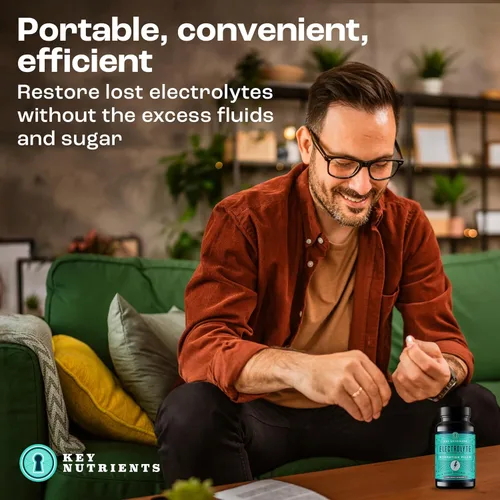 Miniatura 3 de KEY NUTRIENTS Tabletas de electrolitos, 200 cápsulas, sal para deshidratación, electrolitos en ayunas, píldoras de sal con electrolitos, sin azúcar