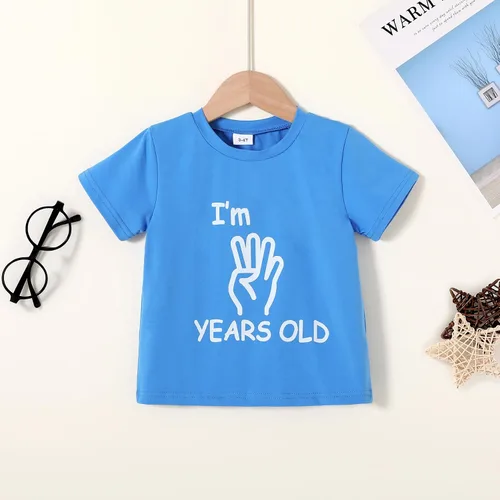 Miniatura 19 de YOUNGER STAR Niños Gris Young Wild Tres Cumpleaños Cuatro Siempre Salvaje Hermano Twin Letra Impresión Camisetas 3T 4T