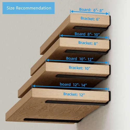 Miniatura 7 de Soportes de estante flotantes de 6 pulgadas, 6 paquetes, soportes de estantería resistentes de 1/5 pulgadas de grosor para estantes de madera