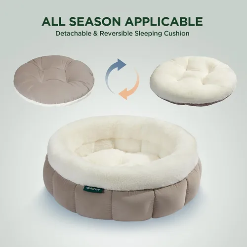 Miniatura 6 de BALANCE Camas para gatos de interior, cama redonda lavable para gatos, bonita cama para gatitos con parte inferior antideslizante para gatitos