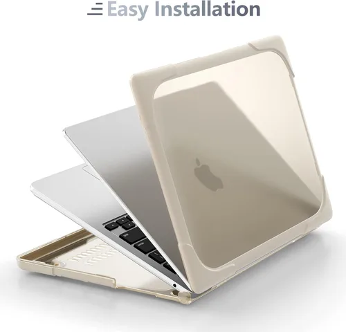 Miniatura 7 de Batianda Funda resistente para MacBook Air de 15 pulgadas 2026 M5 2025 M4 2024 2023 versión modelo A3448/A3241/A3114/A2941, soporte plegable Caqui