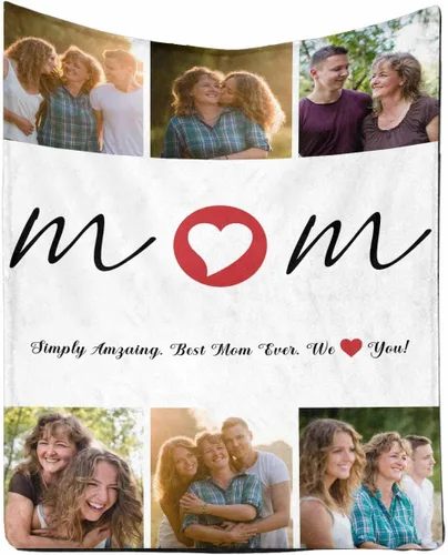 Miniatura 16 de InterestPrint Regalos personalizados para mamá, manta personalizada con fotos y fotos familiares, regalos de cumpleaños para el día de la madre