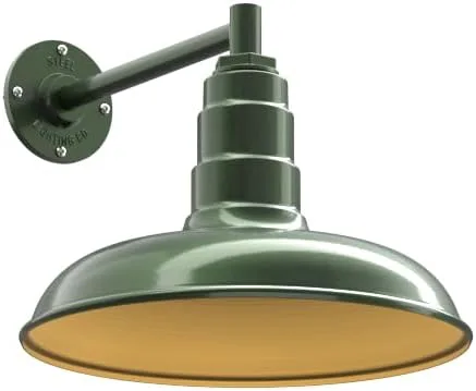 Miniatura 60 de Steel Lighting Co. Topanga - Luz de granero Montaje en pared al aire libre Domo de 14 pulgadas Cuello de cisne de 11 pulgadas Luz de garaje