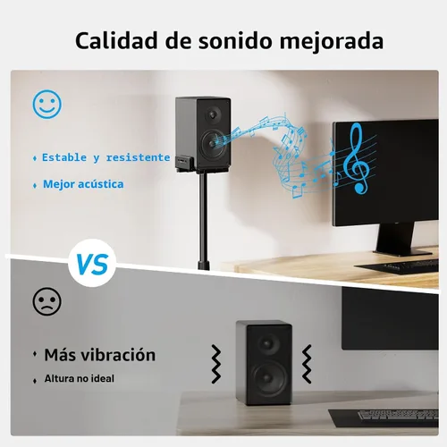 Miniatura 7 de PERLESMITH Soportes universales para altavoces de sonido envolvente, altura ajustable que se extiende de 33.3 a 45.1 pulgadas, soporte de altavoz