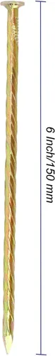 Miniatura 2 de MUKCHAP 100 clavos galvanizados de 6 pulgadas, clavos en espiral de metal dorado para barrera de malezas, tienda de campaña