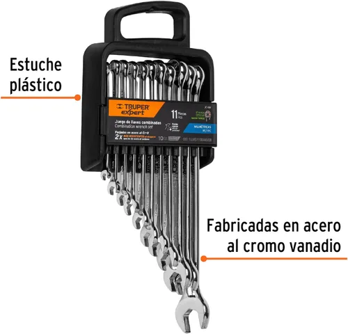 Miniatura 2 de TRUPER JC-11M - Juego de llaves combinadas, 11 piezas, pulidas