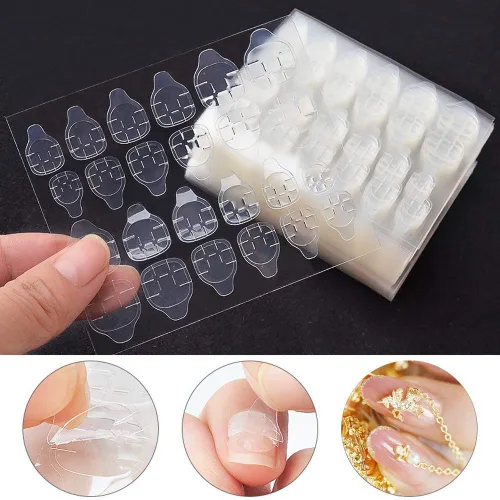 Miniatura 6 de Mwellewm 240 piezas de 10 hojas de pegamento de uñas de doble cara para uñas a presión, puntas de uñas postizas impermeables y transpirables