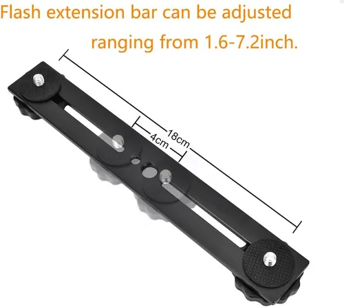 Miniatura 3 de Soporte de flash dual 8in/20.3cm Soporte de trípode de montaje de cámara con tornillo de 1/4 soporte de luz de flash para micrófono de luz LED 3D