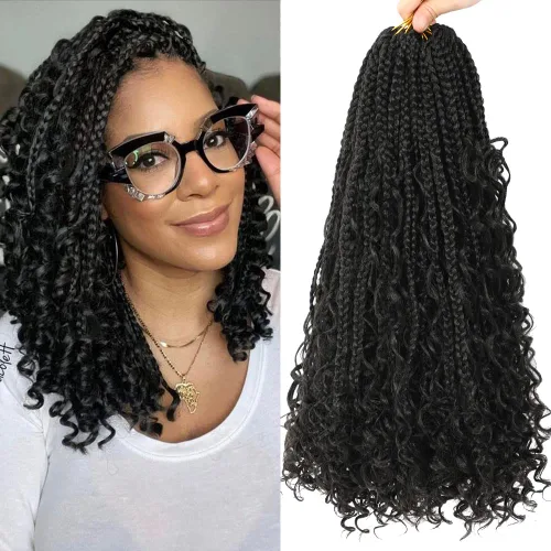Miniatura 9 de Ayana - Trenzas de ganchillo, bohemias, con extremos rizados Crochet Braids Box. 3 extensiones de cabello sintético de trenzas de ganchillo Goddess