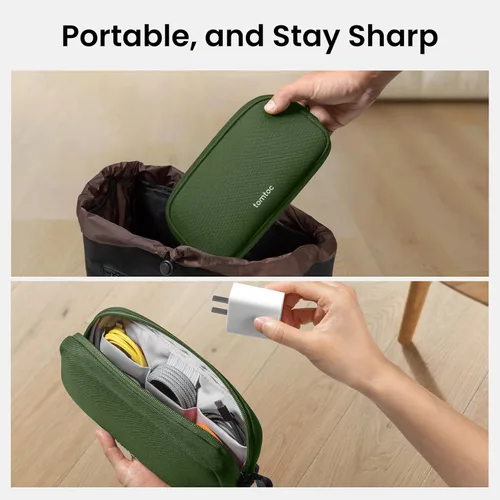 Miniatura 10 de tomtoc Organizador de Electrónicos Estuche de Viaje, Bolsa de Viaje Resistente al Agua Organizador de Cables para Artículos Esenciales, Estuche Verde