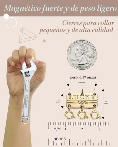 Miniatura 3 de OHINGLT Separador de cierres de capas para collar de la suerte, apilable, chapado en oro de 14 quilates y plata, múltiples cierres de collar